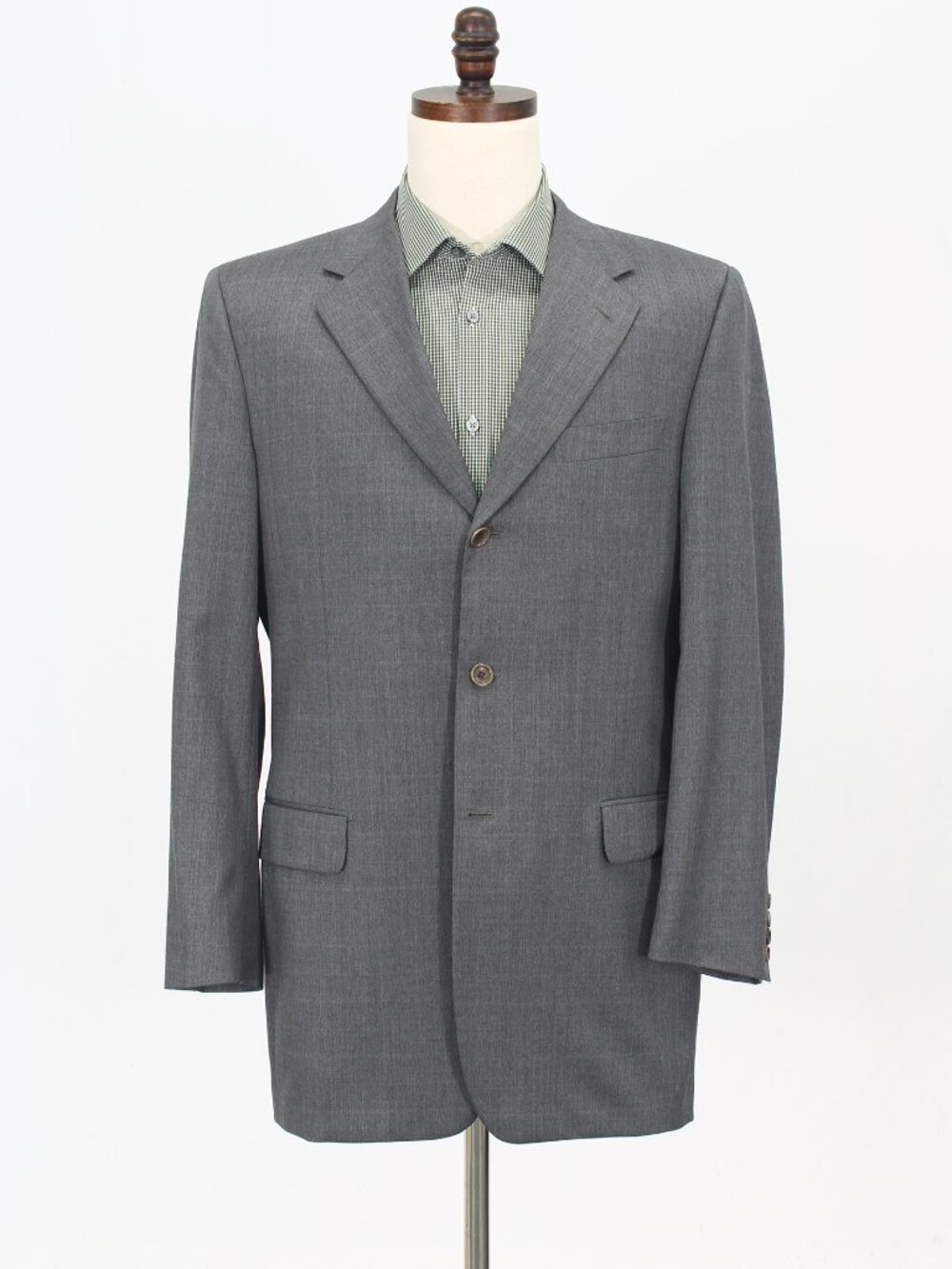 Trussini 42L Gray Blazer Sport Coat Jacket 3-Button Check M501